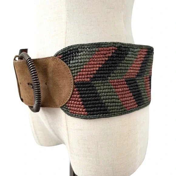 Sézane Carlie Belt Sz T.90 Carlie Belt - Olive Green - Raffia - Sézane main image 2